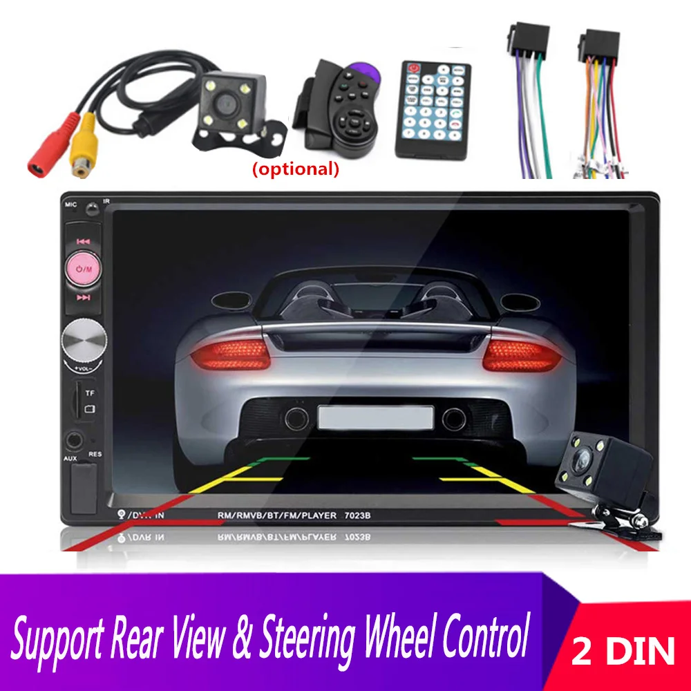 2 din автомагнитола " Bluetooth HD Авторадио MP5 плеер 2DIN сенсорный экран Авто Аудио USB TF FM с камерой пульт дистанционного управления