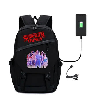 

Stranger Things Canvas Bags Backpack USB Charge Student Backpack School Bag Teenager Backpack Strange Things Bags Men Women
