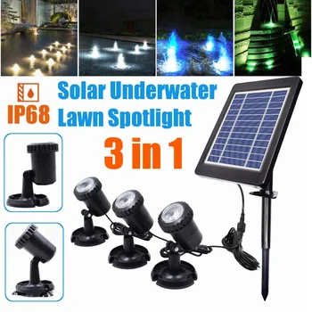 

Solar Light 1 in 3 Waterproof IP68 Underwater Fountain Pond Lights LED Spotlights For Outdoor Amphibious Lawn Pool Garden