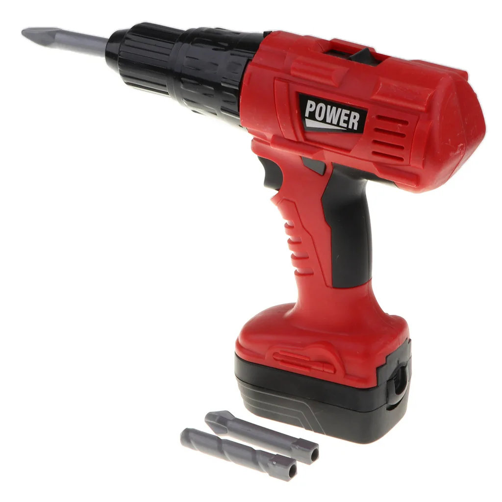 Power Tool Pretend Play Realistic Looking & Working Dual Rotating Drill Tool Kids Electric Simulation Toys for Boys