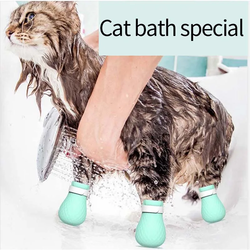 Регулируемый протектор для кошачьей лапы ванны Мягкая силиконовая обувь с