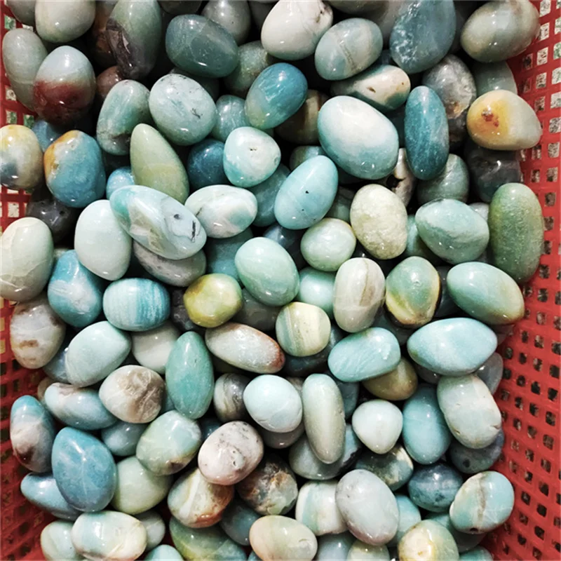 Crystal tumbled stone natural sky blue calcite crystal gravel caribbean