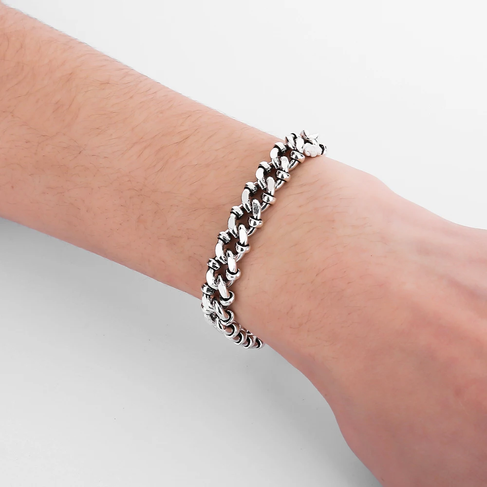 Панк черепа Будда браслет мотоцикла звеньевой Модный Байкерский мужской цепь