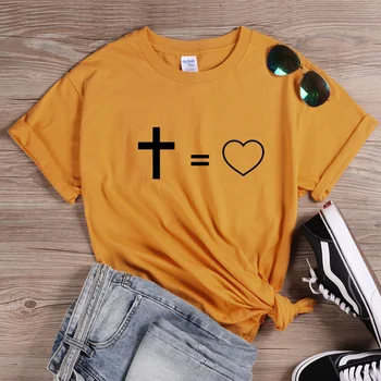 

ONSEME Jesus is equal to love Graphic Tees Women Clothes 2019 Jesus Cross T Shirt Christian T Shirts Cotton Tees Tops 90s Q-935