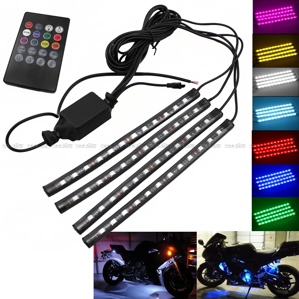 

Motorcycle RGB LED Strip Atmosphere Decorative Light Remote Control For Kawasaki ZX6R ZX10R ZX14R NInja 250/300/400/500/650/1000