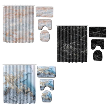 

180X180Cm Waterproof Bathroom Shower Curtain Toilet Cover Mat Non-Slip Rug Set 6 Books