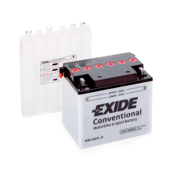 

Exide E60-N24L-A motorcycle battery-12 V 28Ah 280 A (in)-Positive clockwise-measures: 18,5X12,5X17,5