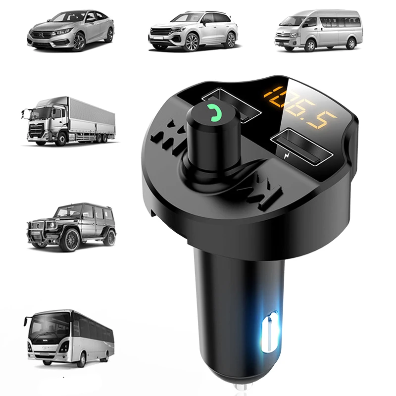 

2019 Hot Car Fast USB Charger Wireless In-Car Bluetooth FM Transmitter MP3 Radio Adapter Handsfree Calling For DOY