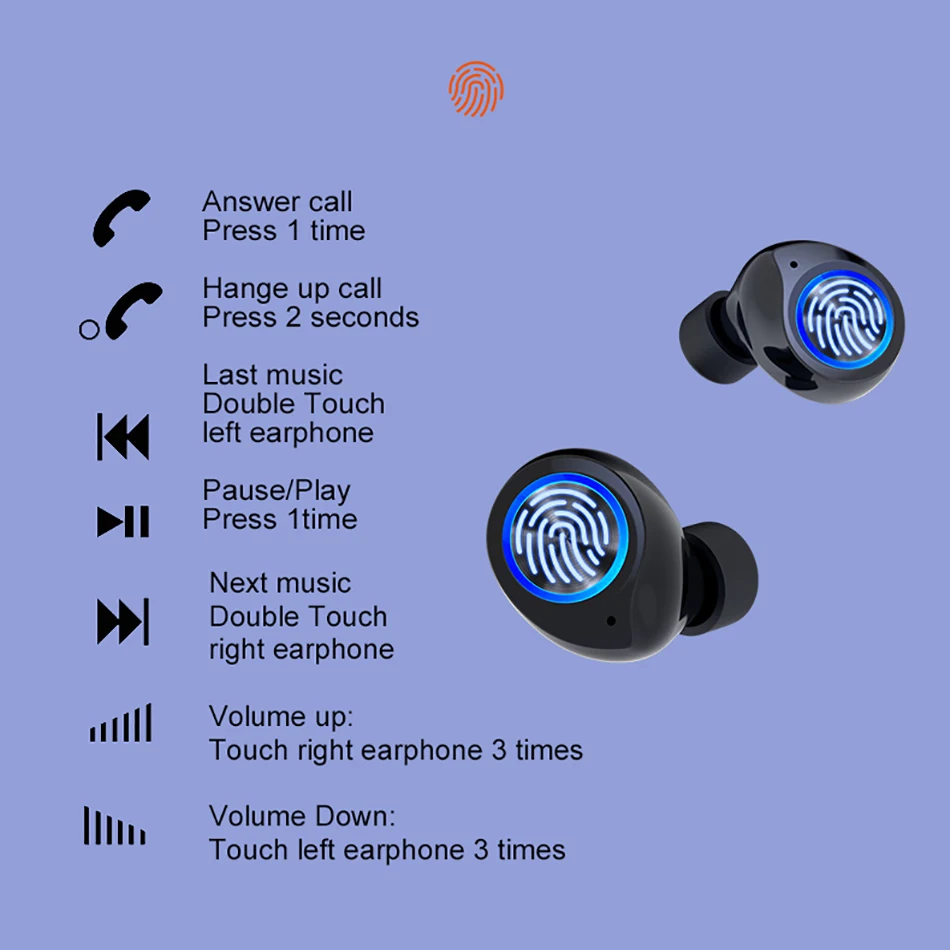 Universal Android iOS Wireless Earphones 1800mAh Charger Box Type C Charging Bluetooth TWS True Magic Earbuds for iPhone Honor