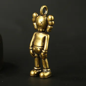 

antique Handmade Brass robot craft DIY ornament desktop Miniature Fitting chic Keychain ring Pendant accessories a3809