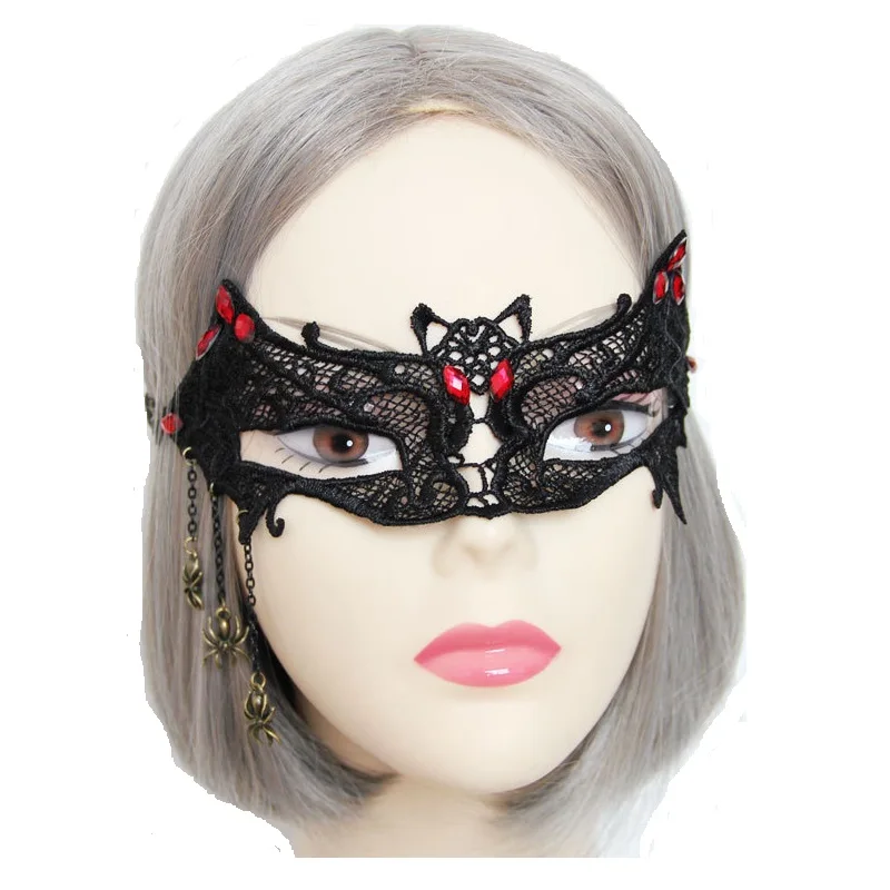 

Gothic Black Lace Mask Female Wigs Ball Mask