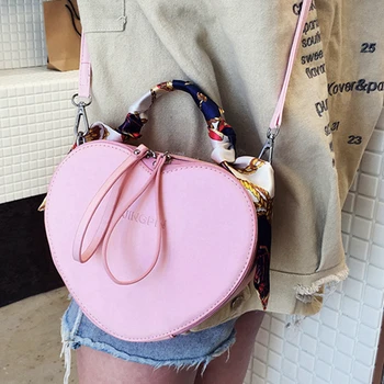 

Women Fashion Heart Scarves Top-Handle Bags Ladies Shoulder Strap Crossbody Handbags Female Zipper PU Leather Soft Street Bag