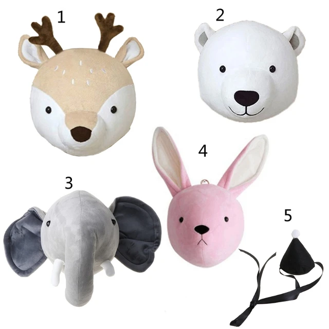 1Pc Kids Room Decoration 3D Animal Heads Wall Hanging Decor For Children Room Nursery Room Decoration Soft Install 2