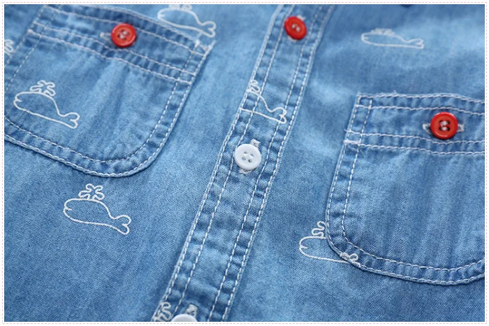 Children Denim Shirt Pure Cotton Spring BOY'S Cowboy Shirt Male Baby Soft Denim Shirt 9629