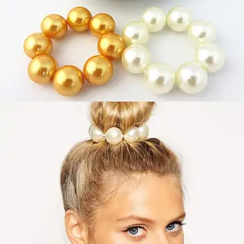 

4pcs Simulation Pearls Hair Rope Women Elastic Hair Bands Elegant Imitation Pearl Beads Rope Hair Accessories