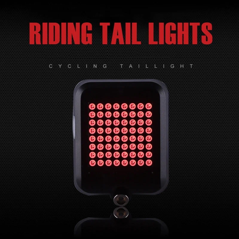 USB Rechargeable Bike Tail Light 80 Lumens 64 LED Beads Bicycle Turn Signal Lights with ligent Sensor Brake Sign | Спорт и