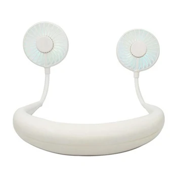 

Hanging Neck Fan Outdoor Portable Fan USB Charging Fan Mini Sports Fan with Light White