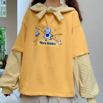 

Sweatershirt Spring and Autumn Japanese Soft Girl Cute Striped Navy Collar Korean Student Loose Sweater Women Jacket Girlfriend