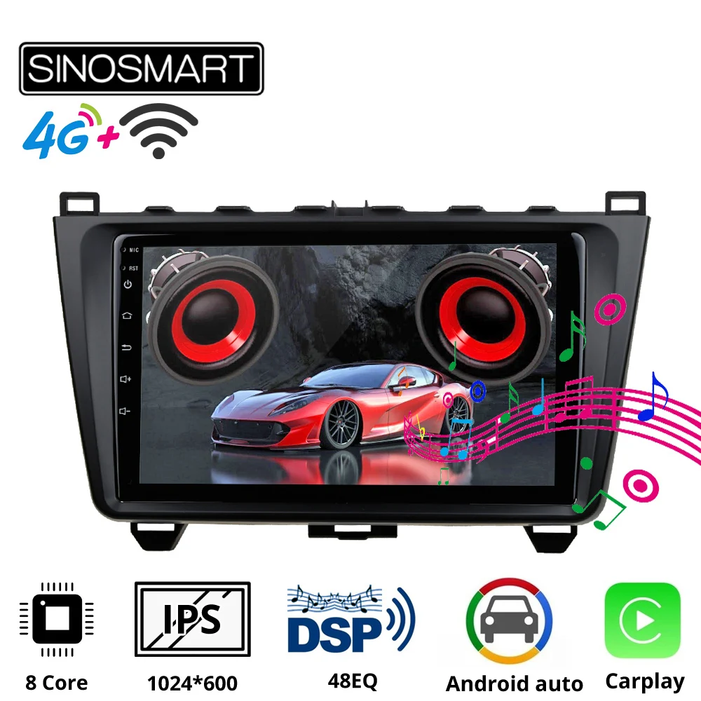 SINOSMART Автомобильный GPS навигационный плеер для мазда 6 Поддержка BOSE Soundsport Free Audio