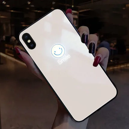white Yagoo умный светодиодный светящийся чехол для телефона для Apple iPhone X XS XR MAX 6 6S 7 8 Plus чехол s задняя крышка милые животные Funda роскошный силиконовый - Цвет: white