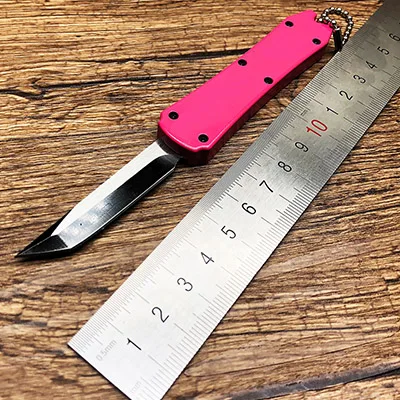 BJL Микро Мини Тактический выживания складной нож 440C алюминиевая ручка Открытый Отдых Охота карманный нож EDC инструменты - Цвет: Розовый
