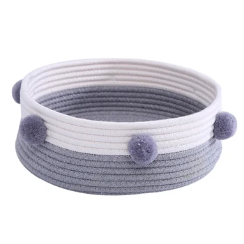 

Round Cat Bed Basket Nest Cotton Rope Woven Pet Sleeping Bed House Nesting Rest