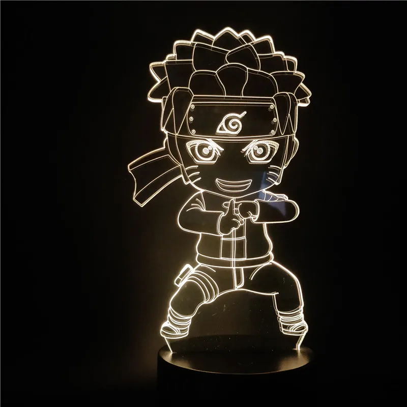 Naruto Figure Youth Uzumaki Naruto LED 3D Night Light for Children Anime 3d Light Lamp for Bedroom Home Decor Christmas Gift