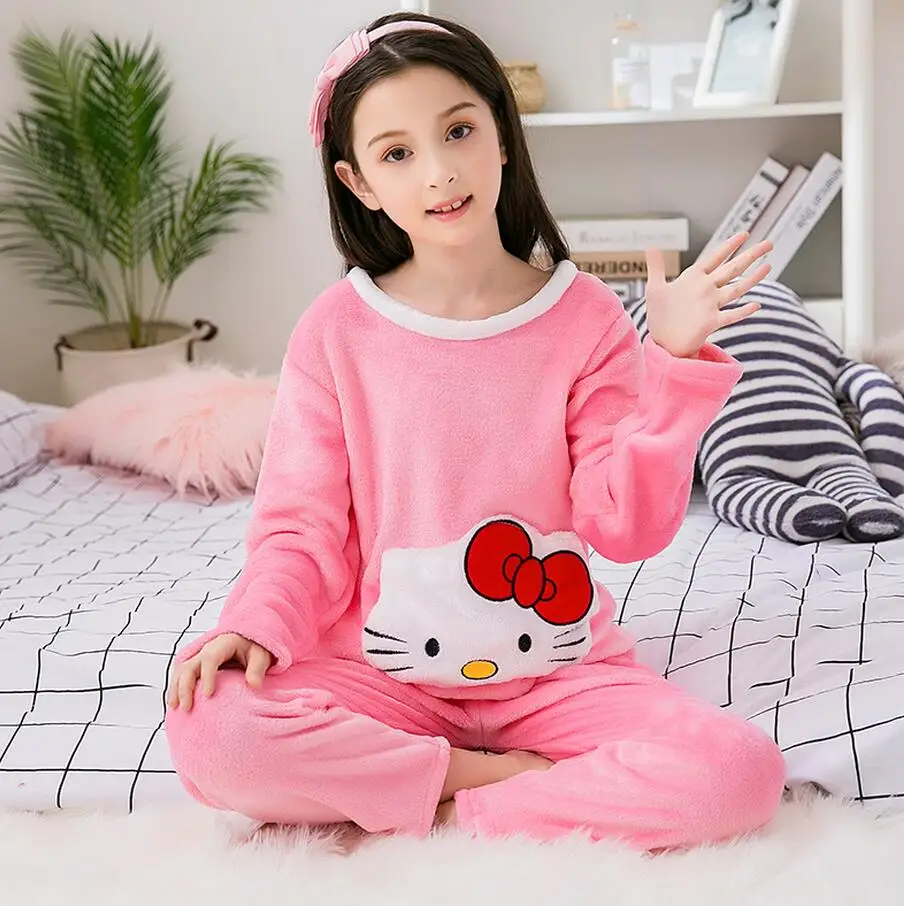 Детский фланелевый пижамный комплект; зимняя теплая плотная флисовая детская пижама с рисунком для мальчиков и девочек; одежда для сна; детская одежда; домашняя одежда - Цвет: model 17
