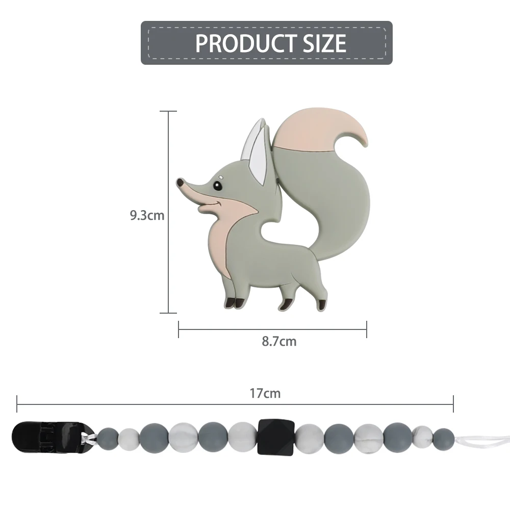 Детский Прорезыватель для зубов в виде лисы, 1 шт., Пищевая силиконовая игрушка для медсестры, подарочные игрушки, мультяшный грызун для новорожденных, Прорезыватель для зубов, ожерелье, соска, клипса, цепочка