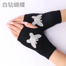 Black Sexy butterfly gothic punk lady Disco dance costume party lace fingerless gloves free shipping