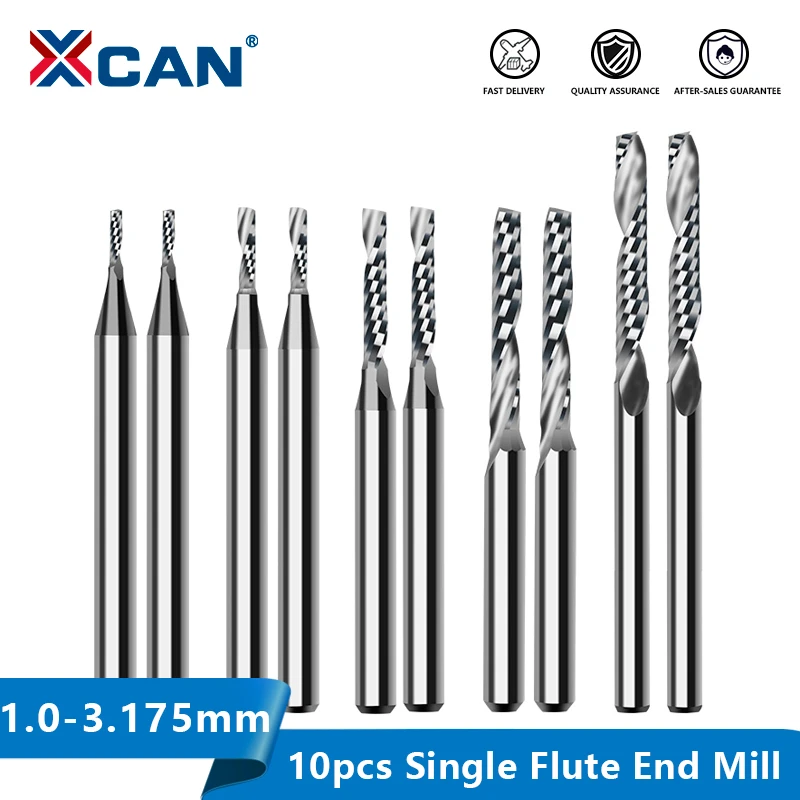 Tungsten Carbide End Mill Set Single Flute End Mill 10pcs for PVC Density Board for Acrylic Wood Tungsten Carbide End Mill Set Single Flute End Mill 10pcs for PVC Density Board for Acrylic Wood