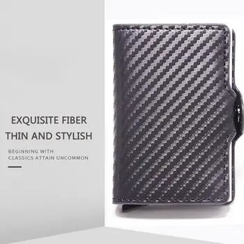 

Business Card Holder RFID Blocking Wallet Aluminium Credit Wallet card Box Card Metal PU Leather For Travel Automatic holde U1B3