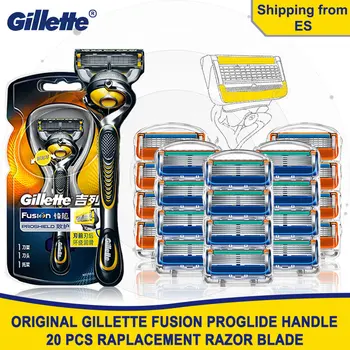

Gillette Fusion Proshield Original Razor 5 Layers Safety Razor Holder With 20pcs Replacement Heads For Shaving Cassettes New