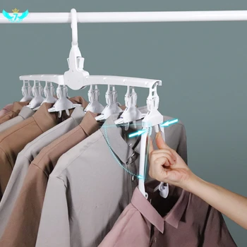 

Multifunctional Hanger Storage Household Plastic Drying Rack Plastic Seamless Magic Dormitory Folding DWH5