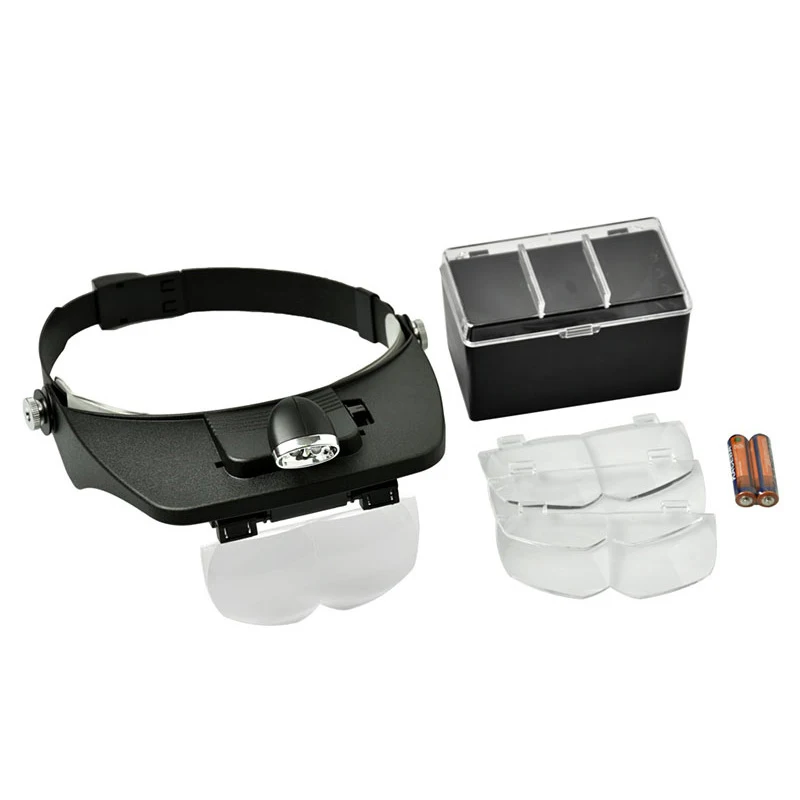 

Headband LED Lamp Light Jeweler Magnifier With Light 1.2X,1.8X,2.5X,3.5X Head Magnifying Glass For Beekeeping Tools