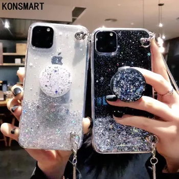

Case For OPPO K5 K3 K1 A1K A3 A5 A7 A9 A9X F11 Pro F9 F7 F3 F5 Bling Glitter Clear Star Silicon Case With Lanyard Holder