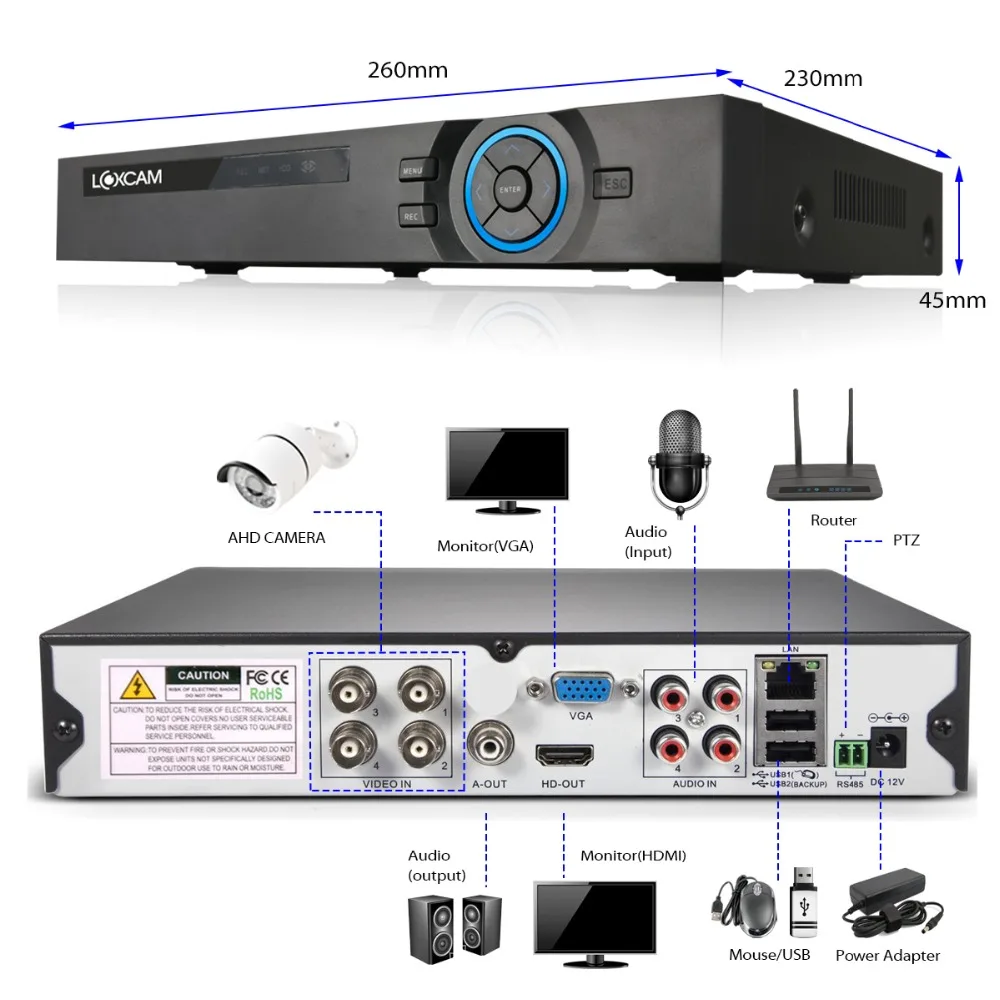 LOXCAM h.265+ 8CH 4K Ultra HD CCTV AHD DVR рекордер 6 в 1 8MP AHD NVR видео Наблюдение dvr для безопасности ahd ip камера Onvif