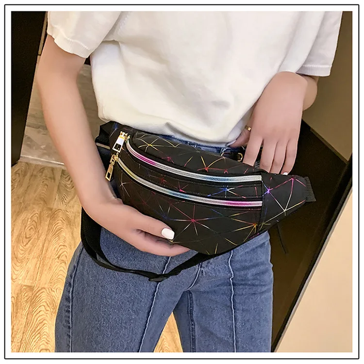 Новые блестки для ногтей Fanny Pack Feminina Тонкий блестящий неоновый поясной мешок ПВХ водонепроницаемая поясная дорожная сумка Хип сумки для