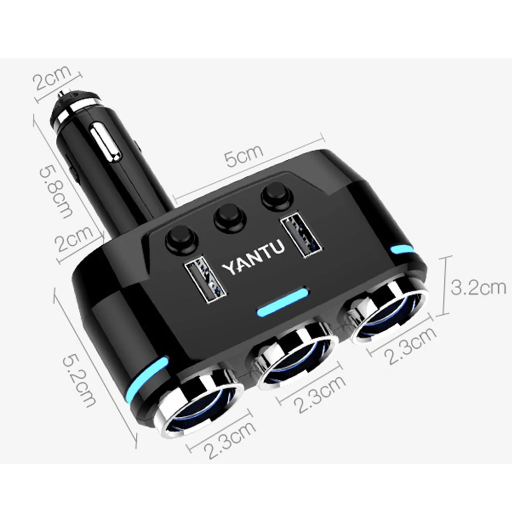 Двойное USB Автомобильное зарядное устройство с беспроводным напряжением QC3.0 Быстрая зарядка одна Буксировка три прикуривателя Автомобильный Разветвитель Питания B39