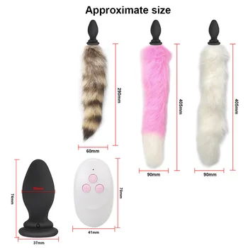 IKOKY 10 Frequency Fox Tail Anal Plug Vibrator Remote Control Sex Toys For Couples Anus Dilator Adult Game Vibrating Butt Plug 4