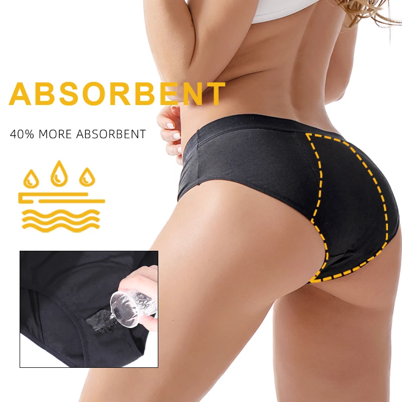 Menstrual Panties Woman Period Underwear Physiological Briefs 4-Layer Fast Absorption Leakproof Bamboo Fiber Period Panties 4