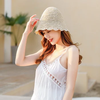 

summer straw hat women big wide Brim Beach hats sun hat foldable Sun block UV protection panama hats Hot