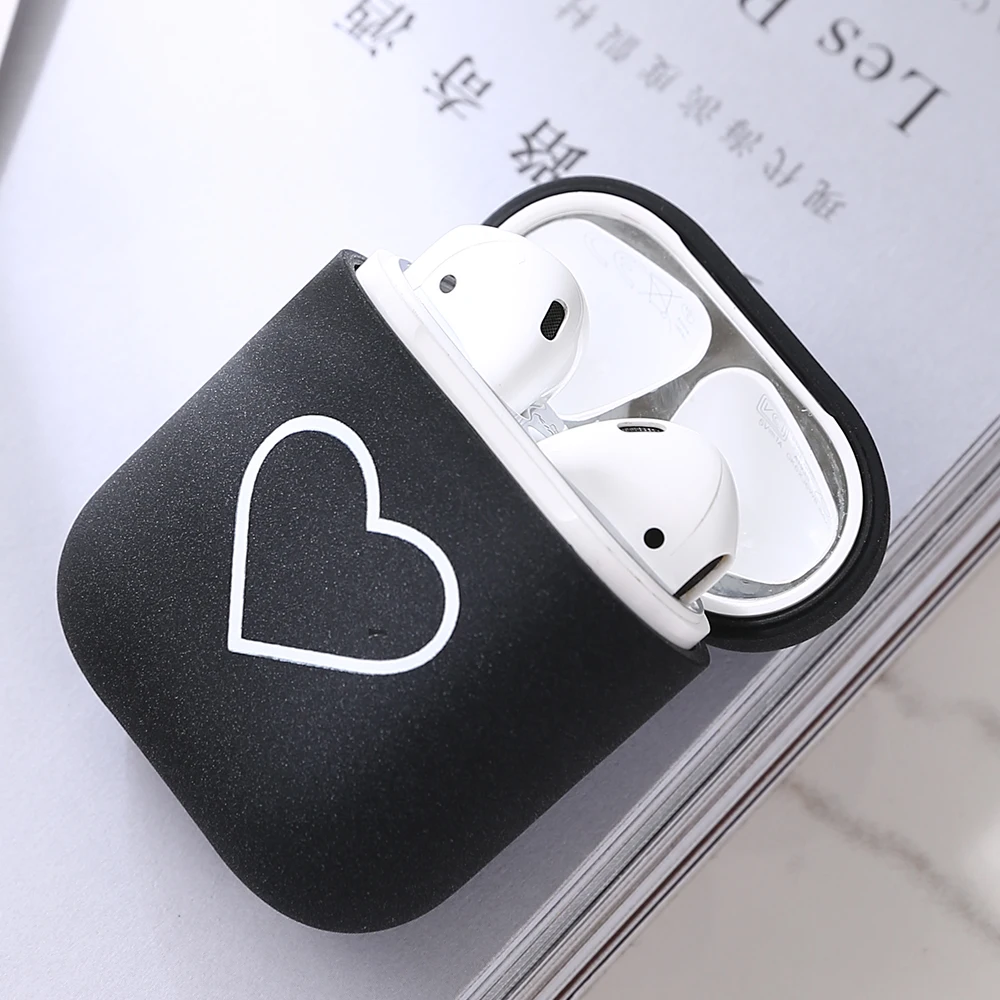 

TPU Wireless Bluetooth Earphone Case For AirPods Cute Heart Black Pink Love Charging Headphones Cases Air Pods Protective Case