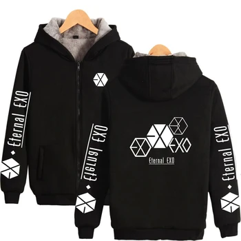

EXO PLANET#5 print Hip Hop Kpop Casual Street fashion Popular basic Parkas Zipper Streetwear Keep Warm oversized Parkas