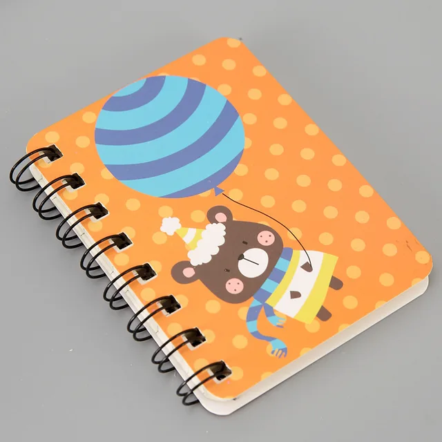 80Page A7 Korea Cartoon Anime Coil Notebook Small Notepad Animal Rollover Office School Learn Supplies Mini Kawaii Diary Journal 1801
