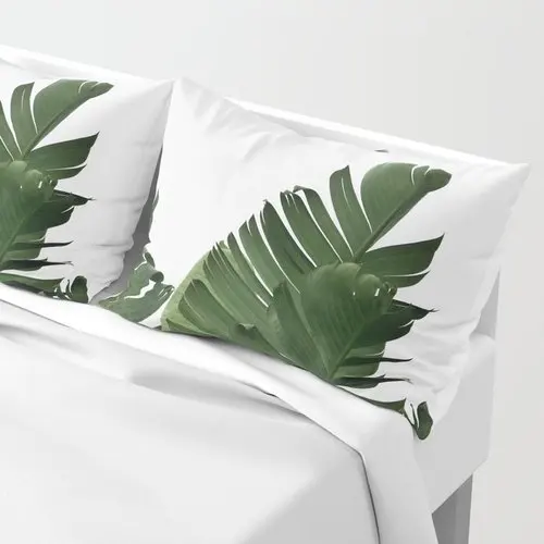 Nordic Style Double-Sided Leaves Green Plant Simple Cushion Environmental Protection Theme Waist Pillow 100% Polyester Cotton 