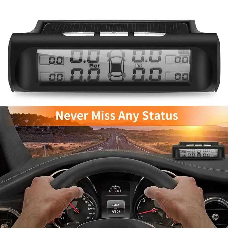  Vehemo Universal USB inalámbrico Tpye en tiempo Real LCD coche TPMS seguridad Sensor externo Sistem