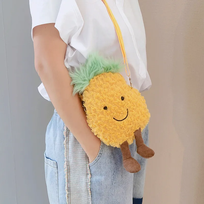 Avocado Shoulder Bag Cute Fruit Plush Backpack Watermelon Pineapple Cherry Ins Hot Coin Purse Super Ugly (5)