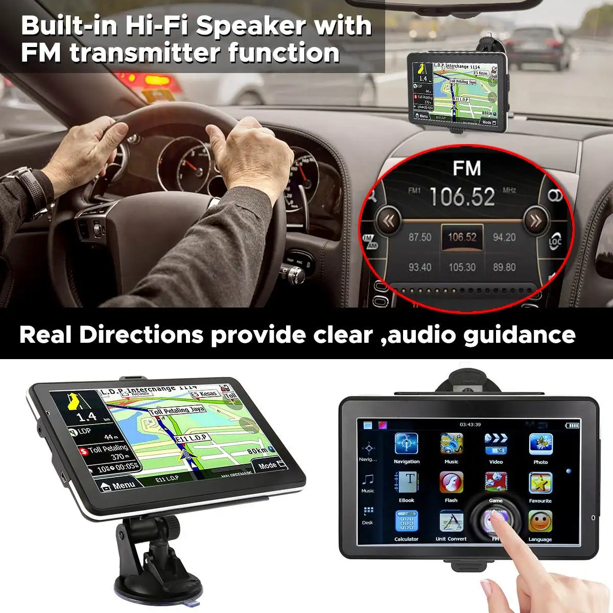 7 ''сенсорный экран автомобили Sat Nav gps навигатор с бесплатными картами Встроенный 8 Гб rom FM радио MP3 MP4 Автомобильный автомобиль