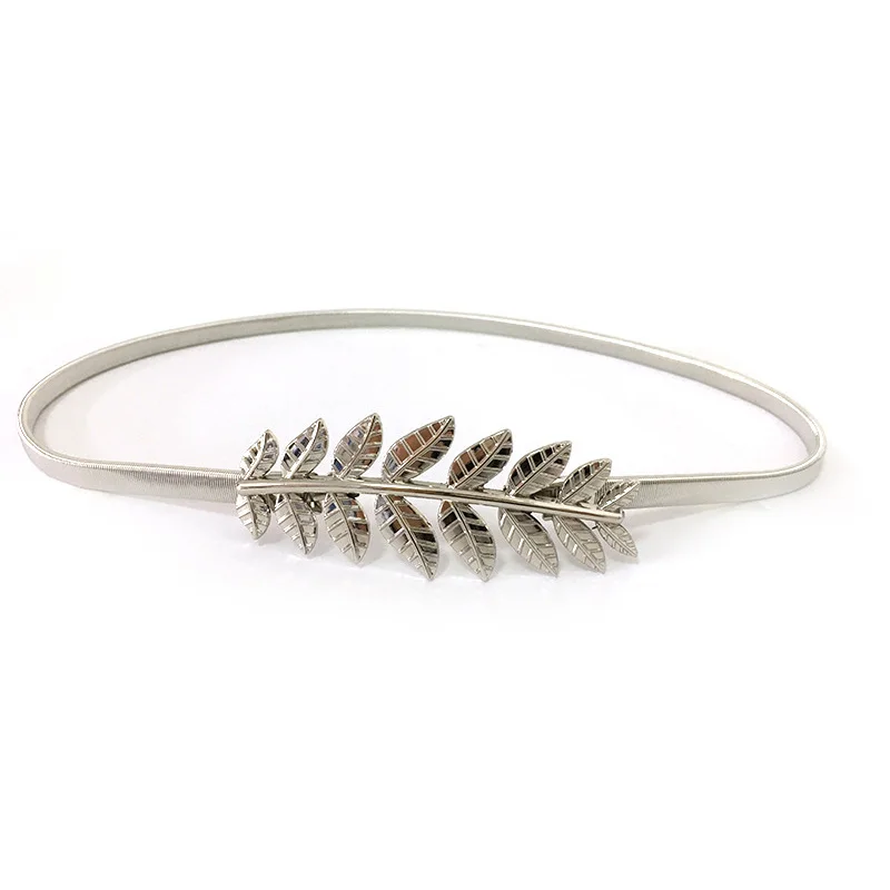 style 15 silver Эластичные ремни для женщин и девушек, тянущийся пояс на талию, Цветочный Пояс в форме листа, Свадебный дизайнерский металлический женский пояс, cinturones para mujer - Цвет: style 15 silver